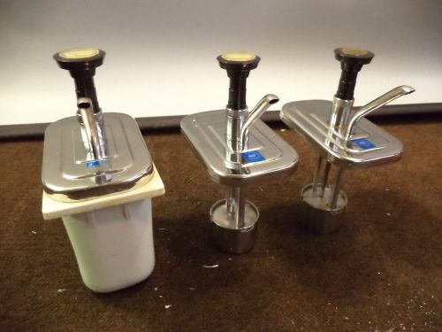 3 ICE CREAM FOUNTAIN SYRUP PUMPS &amp; 1 JAR FLAVOR TOPPINGS