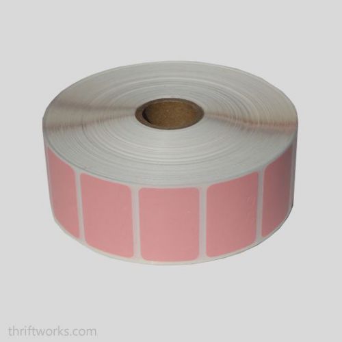 8 Rolls of 2,500 PINK Thermal Transfer Stickers 1.5&#034; x 1&#034; with 1&#034; Core