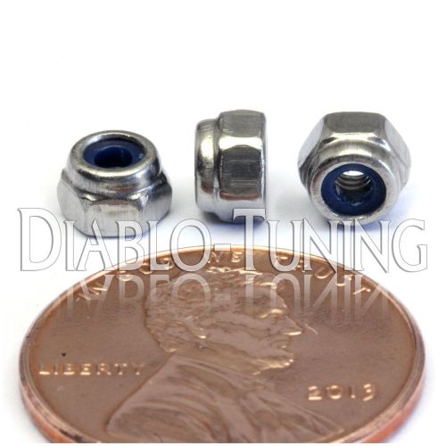 M2.5-0.45 / 2.5mm - qty 10 - nylon insert hex lock nut din 985 - stainless steel for sale