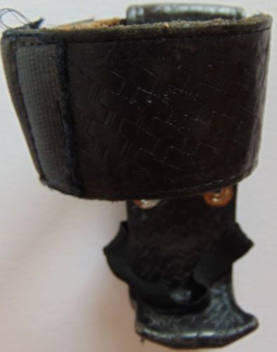 Black leather basketweave style adjustable police radio holder for sale