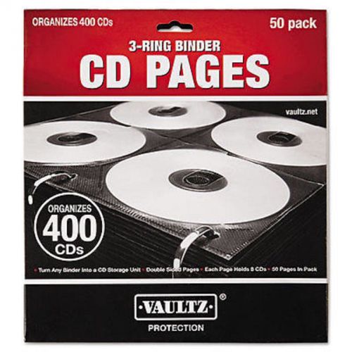 Vaultz 3-Ring Binder CD Pages 50pk Organizes 400 CD&#039;s