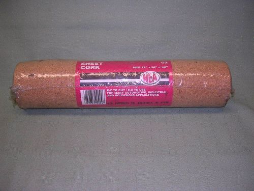 Sheet cork, 1/8&#034; x 12&#034; x 36&#034;, nea products, new sealed roll for sale