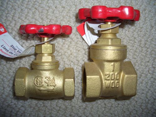 Lot of 2 1&#034; 3/4&#034;  b&amp;k threaded gate valve 200 wog  solid  brass body valves for sale