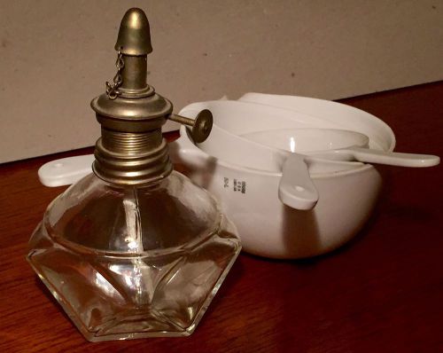Vintage lab set: 3-piece coors casserole, h/r japan alcohol burner for sale