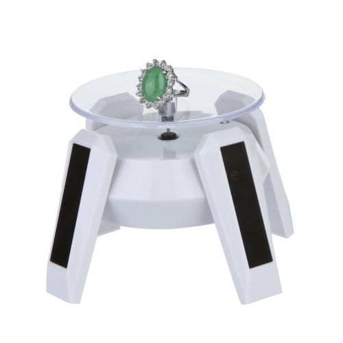 Solar Powered 360 Degree Jewelry Turn Table Rotating Display Stand LED Light CN