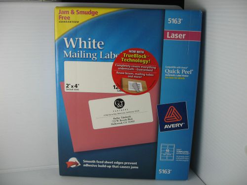 New Avery White Mailing Labels 1250 Quick Peel TrueBlock  2&#034; x 4&#034; Labels #5163