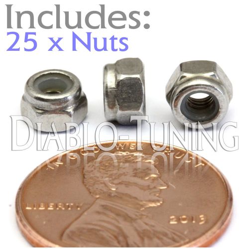 M3-0.5 / 3mm - Qty 25 - Nylon Insert Hex Lock Nut DIN 985 - A2 Stainless Steel