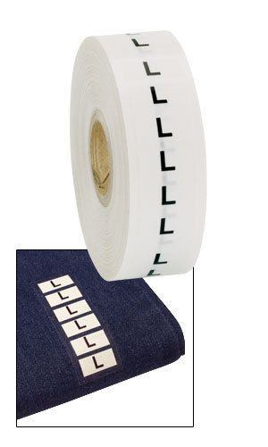 1&#034; x 2 3/4&#034; Clothing Size Stickers -  500 Adhesive Strips - Size &#034;L&#034;