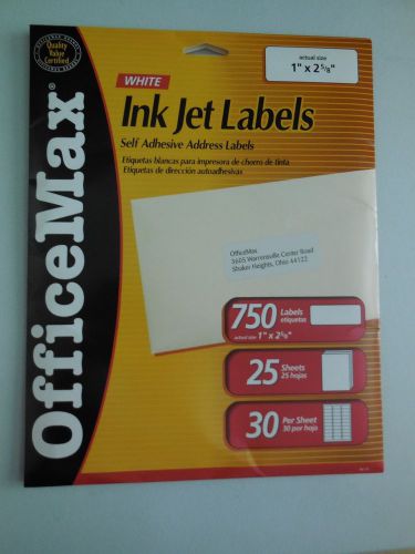 OfficeMax Ink Jet Mailing Label - 1&#034; x 2 5/8&#034; 750pcs