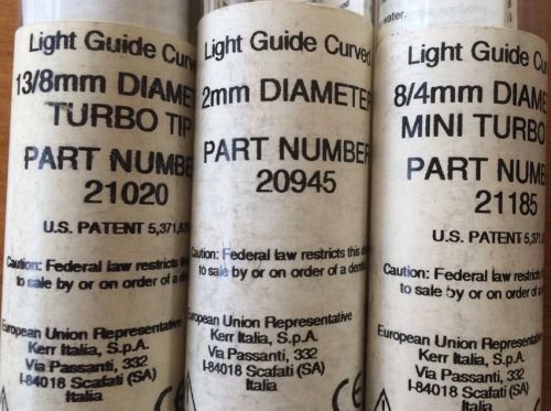 (3) Kerr Demetron New Turbo, Mini, Curved Dental Light Guides