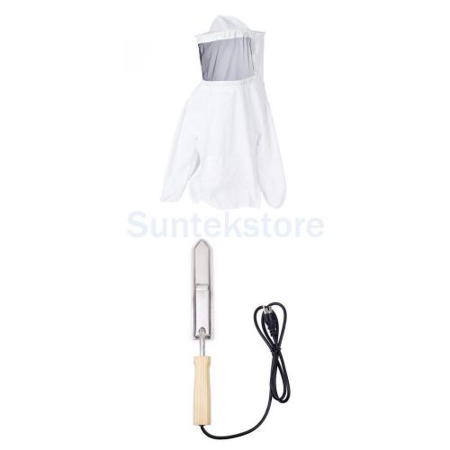 Beekeeping jacket veil smock equipment+us plug electric scraping honey hot knife for sale