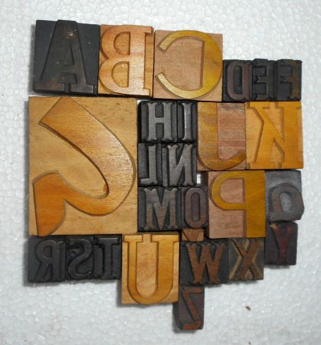 Letterpress Letter Wood Type Printers Block &#034;A To Z&#034; Typography.In807