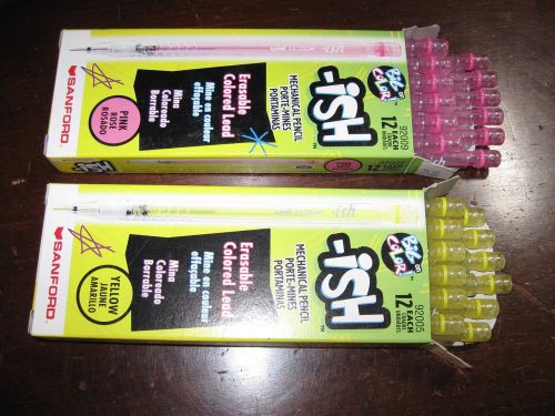 Sanford -ish Mechanical Pencils - 3 Boxes of 12 - 0.5 lead - Pink &amp; Yellow