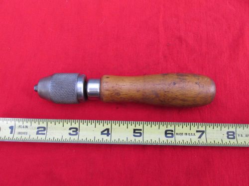Vintage Wooden Hand Vise /Pin Vise/ Chuck, Round Shank  6&#039;&#039; Long