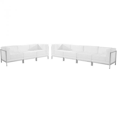 Imagination series white leather sofa set, 5 pieces for sale