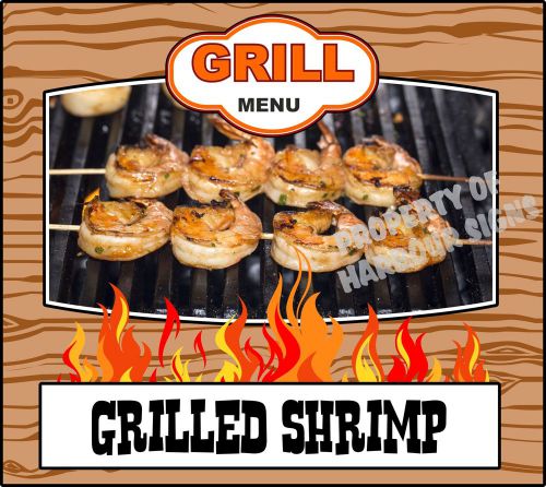 Grill Menu Grilled Shrimp Decal 14&#034; BBQ Food Truck Concession Restaurant Vinyl