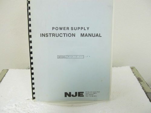 NJE Corp. B Series Power Supply Instruction Manual w/schematic