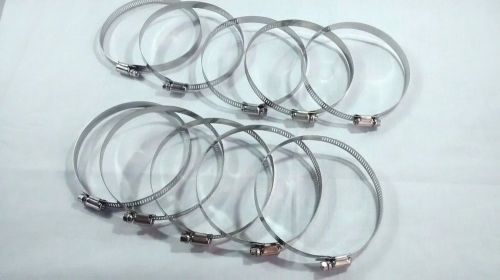 Lot of 10 Stainless Steel Auto Boat Hose Clamps  2 1/4 - 4 1/2  inch  57 -115 mm