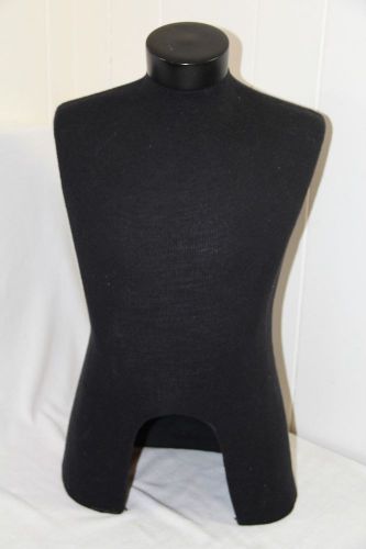 Black Cloth/Fabric Pinnable Half Body Male Mannequin w/ Hole for Base! CLEAN!