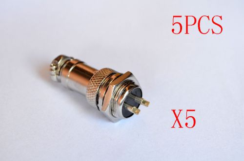 5pcs Aviation Plug Male Female Panel Power Chassis Metal Connector 16mm 2-Pin GX