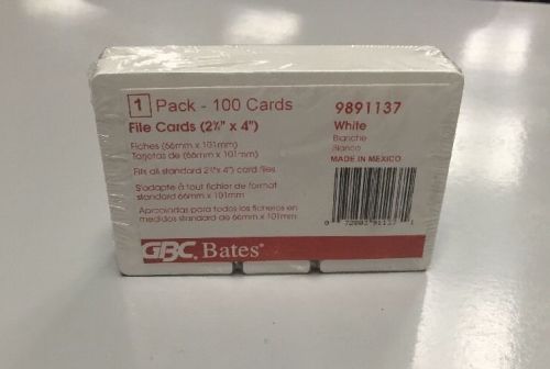 100 Pack GENUINE 2.6x4 Refill File Cards - White Bates Standard Size File Cards