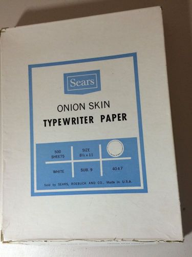 Vintage Sears 500 Sheets Onion Skin Typewriter Paper Sub. 9 in Original Box