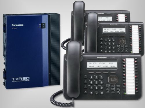 3 new panasonic kx-dt543b phones + kx-tva50 voice mail system - 1 year warranty for sale