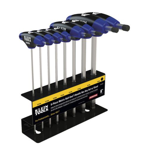Klein Tools JTH68MB 8PC 6&#034; Metric Ball-End Journeyman T-Handle Set with Stand