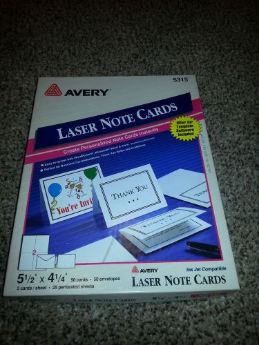 Avery Printable Laser Note Cards With Envelops, 50/Pk - 5 1/2 x 4 1/4, - 5315