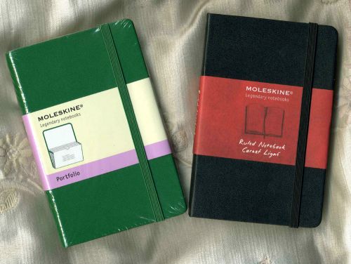 Moleskine - Memo/Portfolio Pockets - GREEN-NEW &amp; Notebook - Pocket Size