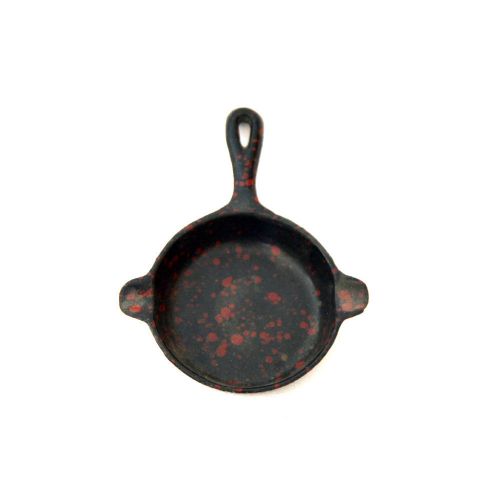 Vintage Small Cast Iron Skillet Paint Splattered Flecked Collectible Wall Decor