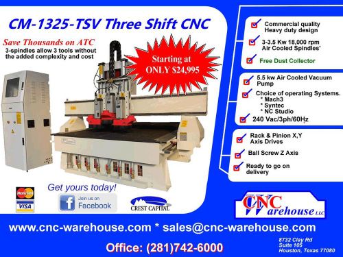 CNC Warehouse CNC Router/Engraver/3D Carver Model CM-1325-TSV