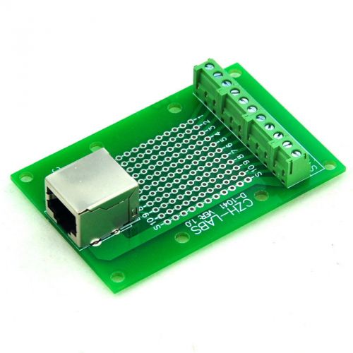 Rj50 10p10c right angle shielded jack breakout board, terminal block connector. for sale