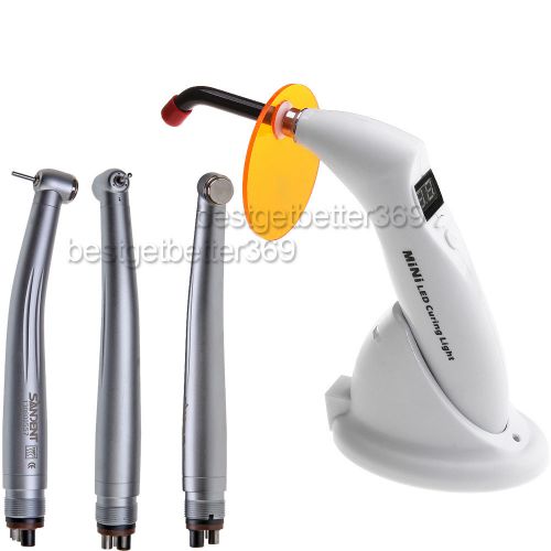 Dental wireless cordless led curing light lamp with high speed handpiece 4 hole