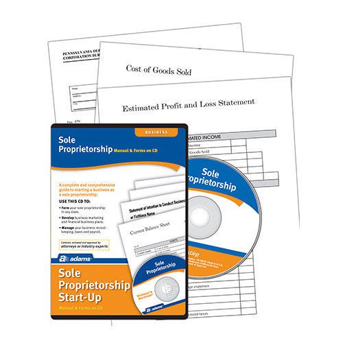 Adams Business Forms Sole Proprietorship Start Up Kit on Compact Disc Set of 36