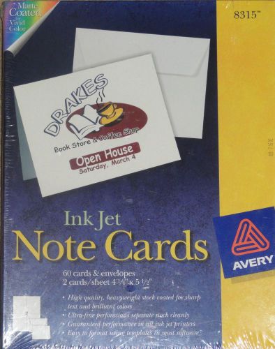 NEW SEALED Avery Ink Jet NOTE CARDS 4-1/4 x 5-1/2 60 Cards &amp; Envelopes