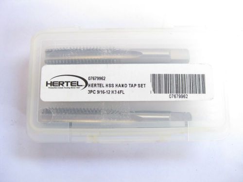 NEW 9/16-12  3pc TAP SET HERTEL TAPER, PLUG AND BOTTOM MADE IN THE USA