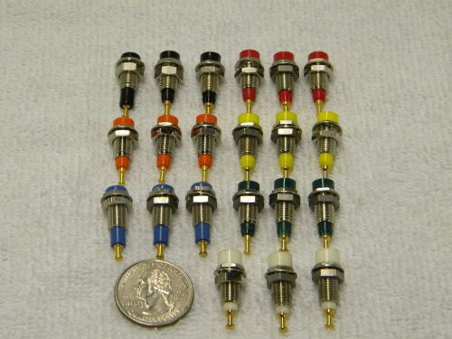 Lot of 21 Various Colors, Tip Jack Test Points, 10 Amp, Gold Plate, New