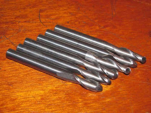 LOT OF 6 FULLERTON  1/4&#034; SOLID CARBIDE BALL NOSE END MILLS
