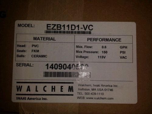 Walchem Iwaki EZB11D1-VC Series Metering Pump 0.6 GPH 150 PSI EZB11D1