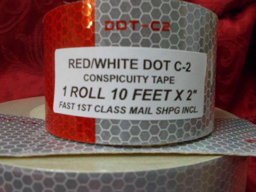 Dot c2 reflective conspicuity safety tape 10 foot roll *free shipping* red/white for sale