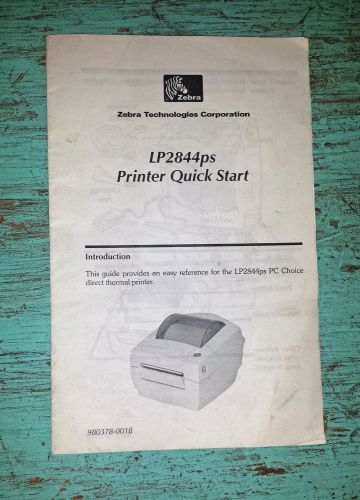 ZEBRA Technologies LP2844ps Label Printer Quick Start Guide