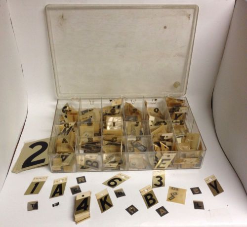 Vintage Lot 200+ Adhesive Brass Letters &amp; Numbers Various Sizes And Types W/Case