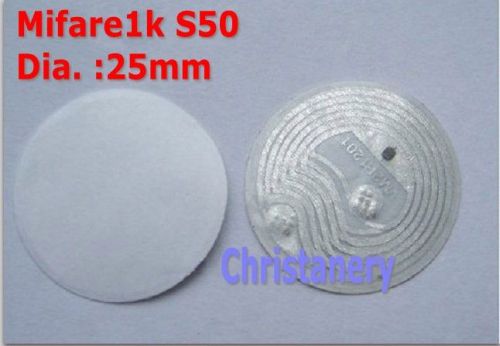 NFC Sticker/Adhesive Label/Tag RFID IC 13.56MHz ISO14443A Mifare1k S50 MF1 10pc