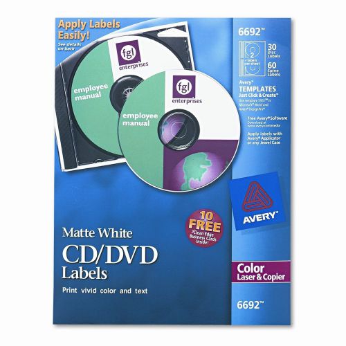 Avery Consumer Products Laser CD/DVD Labels, 30/Pack