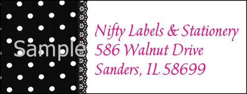 Black polka dot &amp; lace trim  #37 ~  laser return address labels for sale