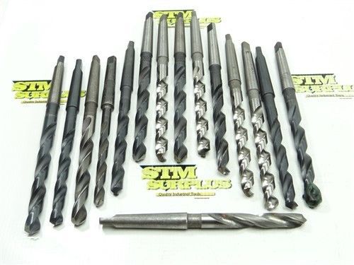 LOT OF 15 HSS 1MT TWIST DRILLS 21/64&#034; TO 29/64&#034; CLE-FORGE NATIONAL MORSE AMPCO