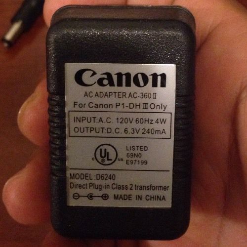 Canon D6240 A/C Power Adapter AC120V 60Hz DC 6.3 P1-DH Palm Printer Calculator