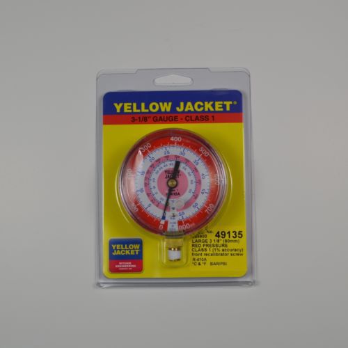 Yellow Jacket 49135 3-1/8&#034; red pressure gauge 0-800 psi/bar for R410A