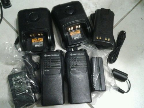 lot of (2) Motorola HT750 4 CH Two Way Radios with 2 wall chargers